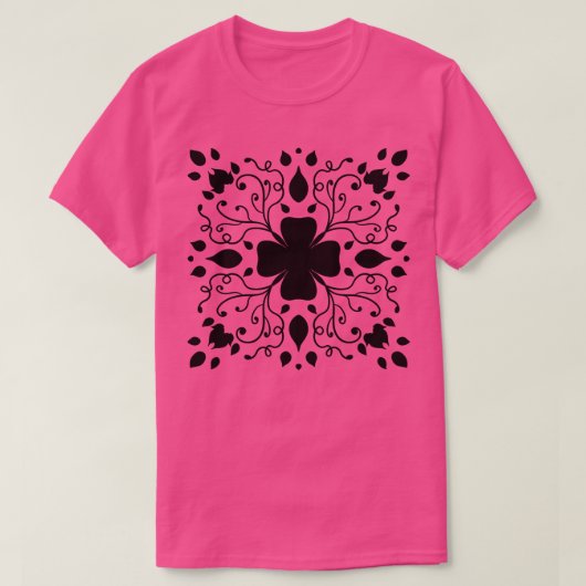 Schwarze Klee Muster 1 T-Shirt (Design vorne)