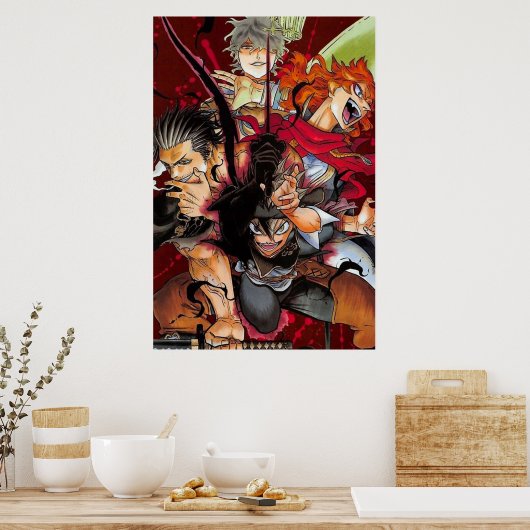 Schwarze Klee Poster (Küche)