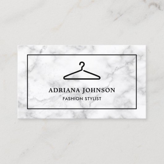 Schwarze Kleider aus weißem Marmor Hanger Fashion Visitenkarte (Vorderseite)