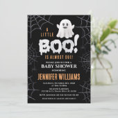 Schwarze kleine Babydusche mit fast fälliger Geist Einladung (Stehend Vorderseite)