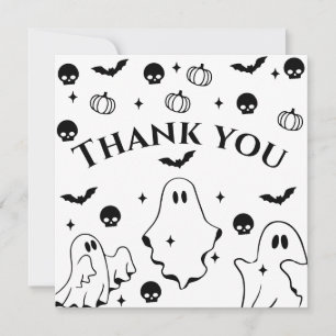 Schwarze kleine Geister-Halloween-Baby-Party Dankeskarte