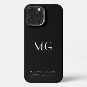 Schwarze Kohle Monogramm und Name iPhone Hülle (Rückseite)
