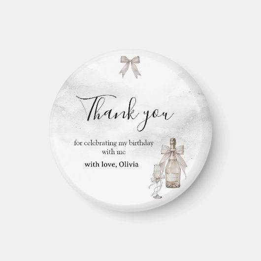 Schwarze Kokette Minimalistische Elegante 50. Gebu Magnet (Vorne)