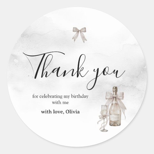 Schwarze Kokette Minimalistische Elegante 50. Gebu Runder Aufkleber (Vorderseite)