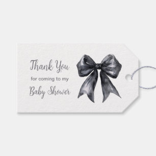 Schwarze Koketten-Schleife Baby Shower Geschenkanhänger
