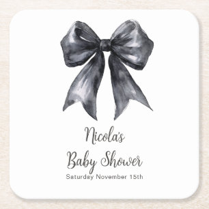 Schwarze Koketten-Schleife Baby Shower Rechteckiger Pappuntersetzer