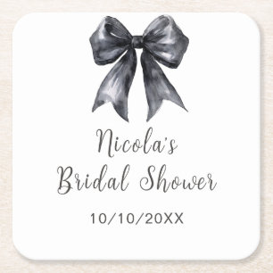 Schwarze Koketten-Schleife Brautparty Rechteckiger Pappuntersetzer