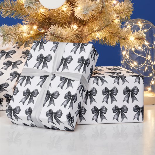 Schwarze Koketten-Schleife Geschenkpapier (Feiertage)