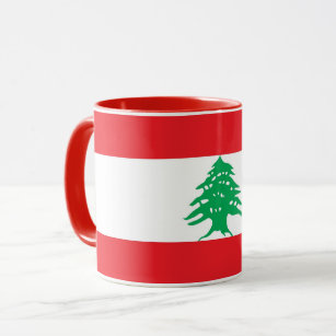 Schwarze kombinierte Tasse mit Flagge vom Libanon