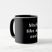 Schwarze kombinierte Tasse mit Typografie (Vorderseite Links)