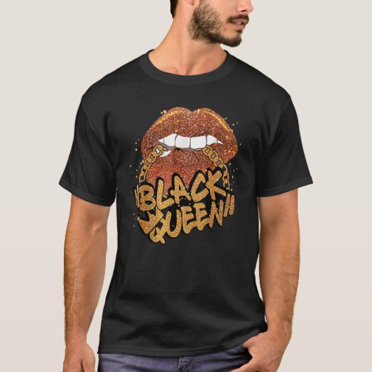 Schwarze Königin afrikanische Farben Bitten Lippen T-Shirt (Vorderseite)