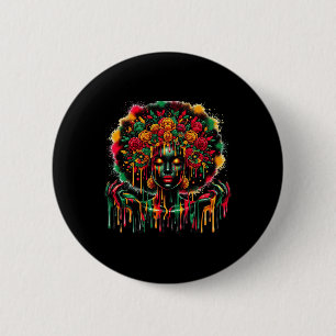 Schwarze Königin Afro Melanin Farbenfrohe Kunst Button