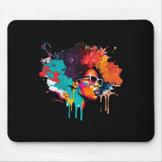 Schwarze Königin Afro Melanin triefende Kunstliebh Mousepad
