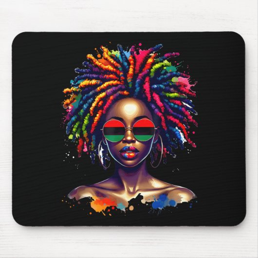 Schwarze Königin Dripng Afro Melanin Schwarze Gesc Mousepad (Vorne)