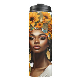 Schwarze Königin, floral afro melanin Blume Liebe Thermosbecher