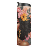 Schwarze Königin, floral afro melanin Blume Liebe Thermosbecher (Nach rechts gedreht)