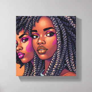 Schwarze Königin Melanin Frauen Sista Orange König Leinwanddruck