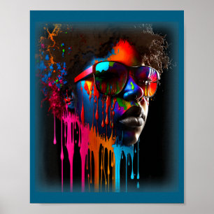 Schwarze Königinnen-Melanin-Tropfen-Kunst schwarz Poster