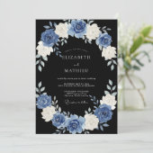 Schwarze königliche Abendhochzeit Einladung (Stehend Vorderseite)