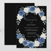 Schwarze königliche Abendhochzeit Einladung (Vorne/Hinten)