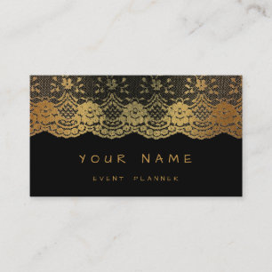 Schwarze königliche Goldene Lace Event Hochzeitspl Visitenkarte