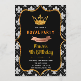 Schwarze königliche Krone Thema Einladung