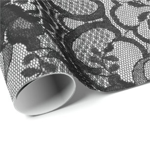 Schwarze königliche Vintage-Blumen-Spitze Geschenkpapier