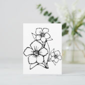 Schwarze Kontur von drei Blume Postkarte (Stehend Vorderseite)