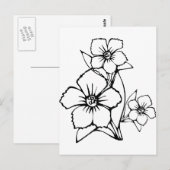 Schwarze Kontur von drei Blume Postkarte (Vorne/Hinten)