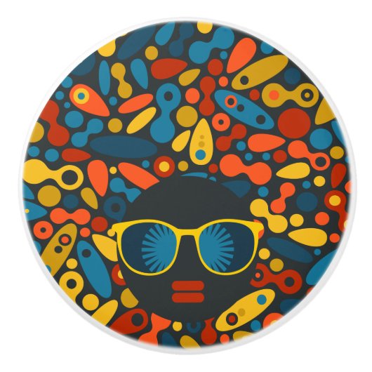 Schwarze Kopf Frau #1 Keramikknauf (Vorderseite)