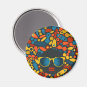 Schwarze Kopf Frau #1 Magnet (Vorderseite/Rückseite)