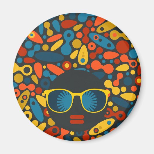 Schwarze Kopf Frau #1 Magnet (Vorne)