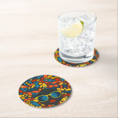 Schwarze Kopf Frau #1 Runder Pappuntersetzer (Vor Ort)