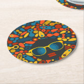 Schwarze Kopf Frau #1 Runder Pappuntersetzer (Angewinkelt)