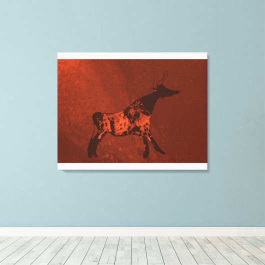 Schwarze Kopf Lascaux Kuh Canvas Print Leinwanddruck (Insitu (Holzboden))