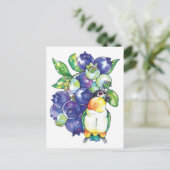 Schwarze Kopfkaike mit Blueberry Postkarte (Stehend Vorderseite)