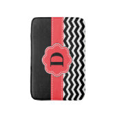 Schwarze korallenrote Zickzack Wolldecke Badematte (Vorderseite Vertikal)