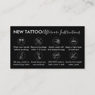 Schwarze Körperkunst Nachsorgehinweise Tattoo Visitenkarte