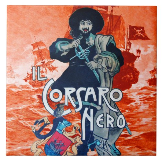 SCHWARZE KORSAIR/Piratenschiff-Schlacht in Rot Fliese (Vorderseite)