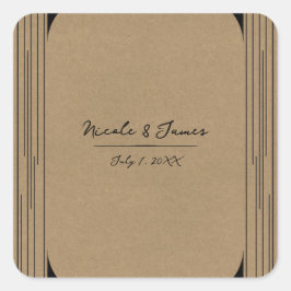 Schwarze Kraft Minimal Moderne Linien Hochzeit Quadratischer Aufkleber