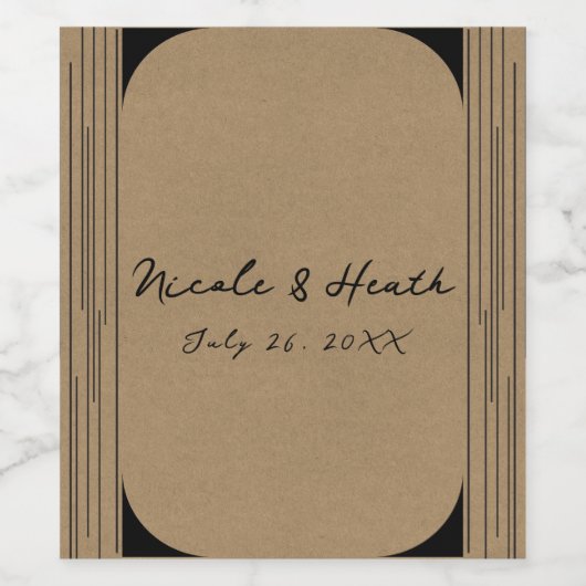 Schwarze Kraft Minimal Moderne Linien Hochzeit Weinetikett (Einzelnes Label)