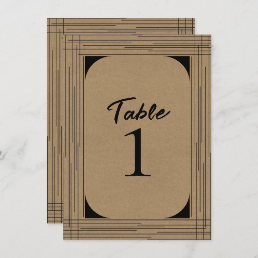 Schwarze Kraft Minimal Moderne Linien Tischnummer (Vorne/Hinten)