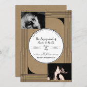 Schwarze Kraft Minimal Moderne Linien Verlobung Einladung (Vorne/Hinten)