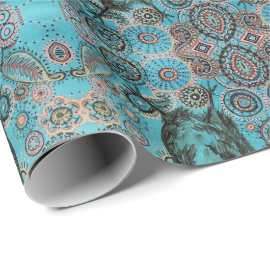 schwarze Krähe auf blauem Packpapier (Rolleneckpunkt)