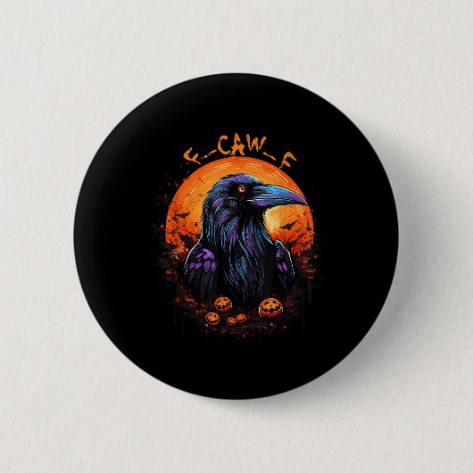 Schwarze Krähe, F-caw-f Lustiger Schwarzer Vogel M Button (Vorderseite)
