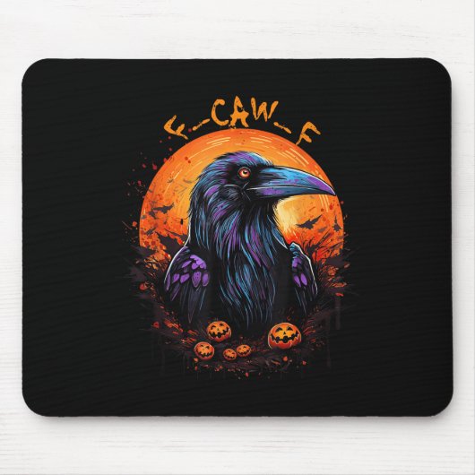 Schwarze Krähe, F-caw-f Lustiger Schwarzer Vogel M Mousepad (Vorne)