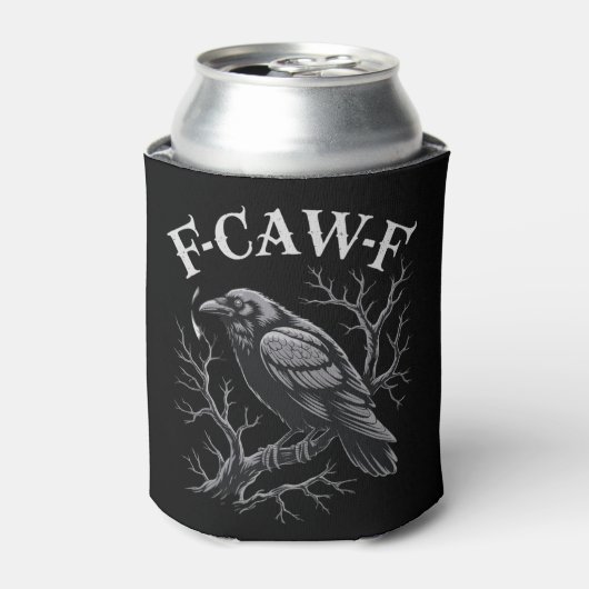 Schwarze Krähe F-Caw-F Lustiger Schwarzer Vogel Mo Dosenkühler (Kanne Vorderseite)
