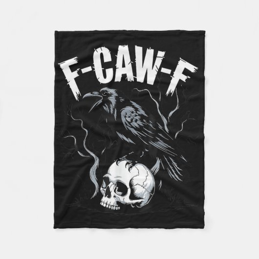 Schwarze Krähe F-caw-f Lustiger Schwarzer Vogel Sc Fleecedecke (Vorderseite)