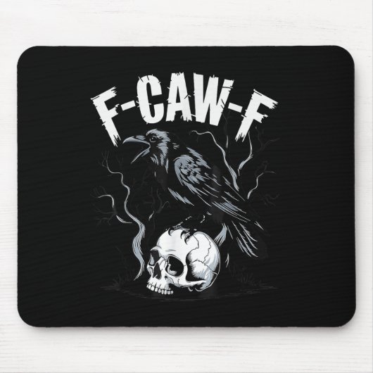 Schwarze Krähe F-caw-f Lustiger Schwarzer Vogel Sc Mousepad (Vorne)