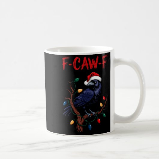Schwarze Krähe, F-caw-f Meme Schwarzer Vogel mit W Kaffeetasse (Rechts)